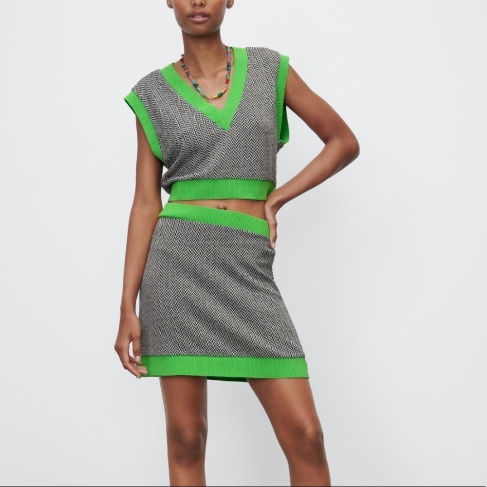 ZARA BNWT Jacquard Top + Skirt Set 2pc Coord Set
